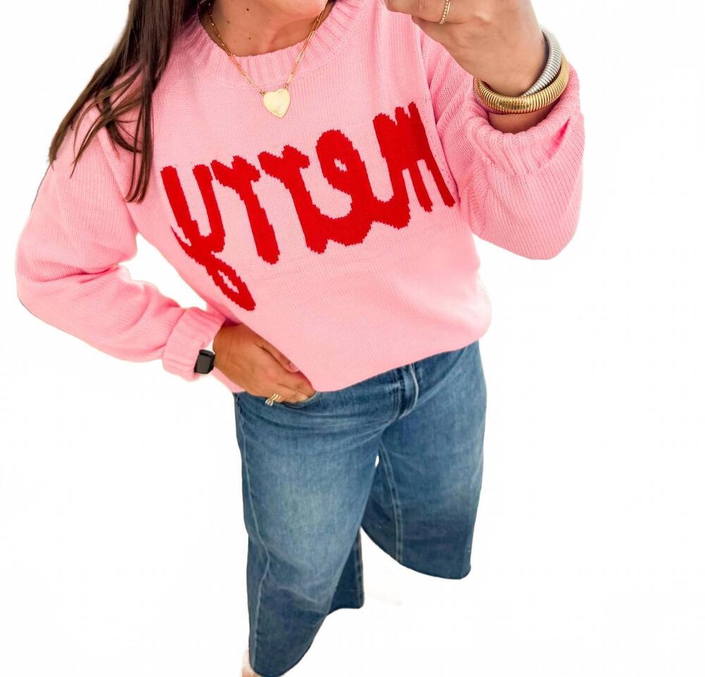NEW PANACHE APPAREL merry sweater in baby pink